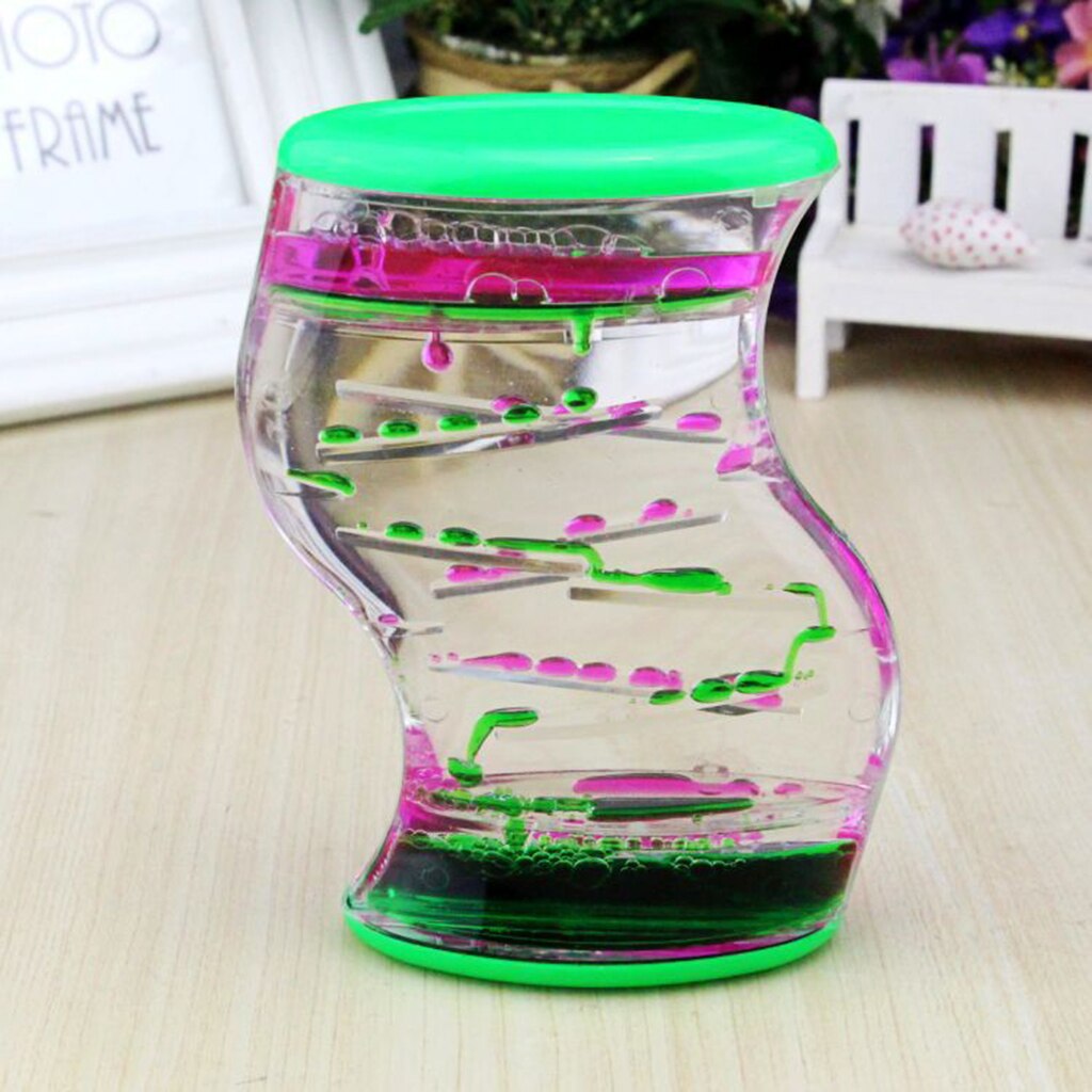 Schreibtisch-gadget, schwebendes farböl, sanduhr, mischung, illusion, timer, fidget-spielzeug, ornament: Rosa grün 1