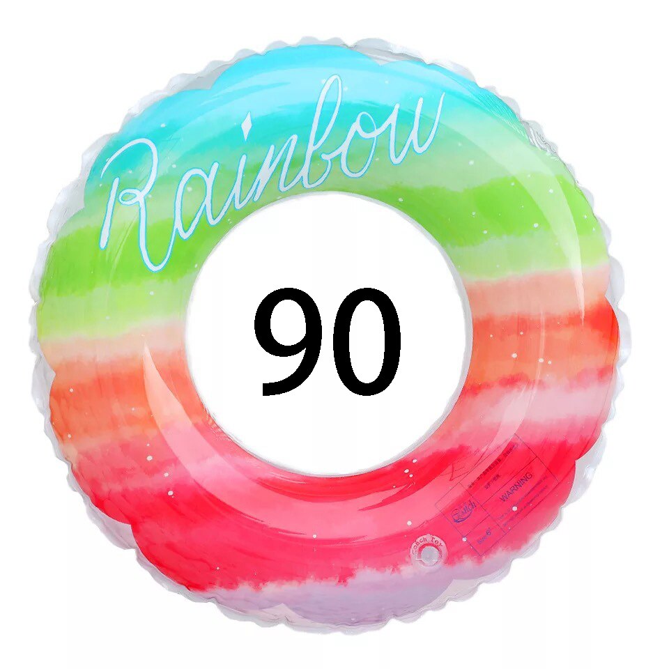 Color Swimming Ring Ins Net Red Wind Gradient Rainbow Flower Children&#39;s Swimming Ring Thickening Underarm Ring PVC Swimming Ring: 90