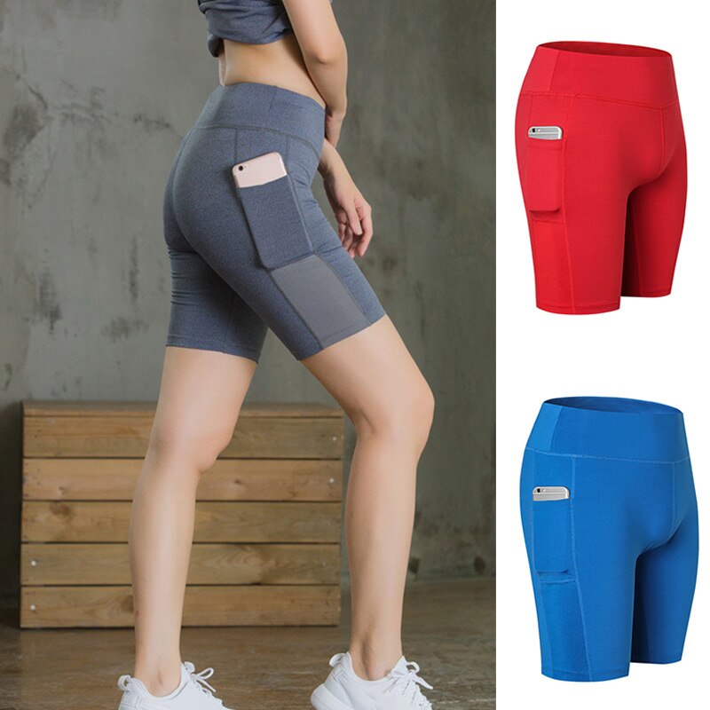 Dame sportsshorts elastiske åndbare sidelommer stramme femte bukser til sport  do2