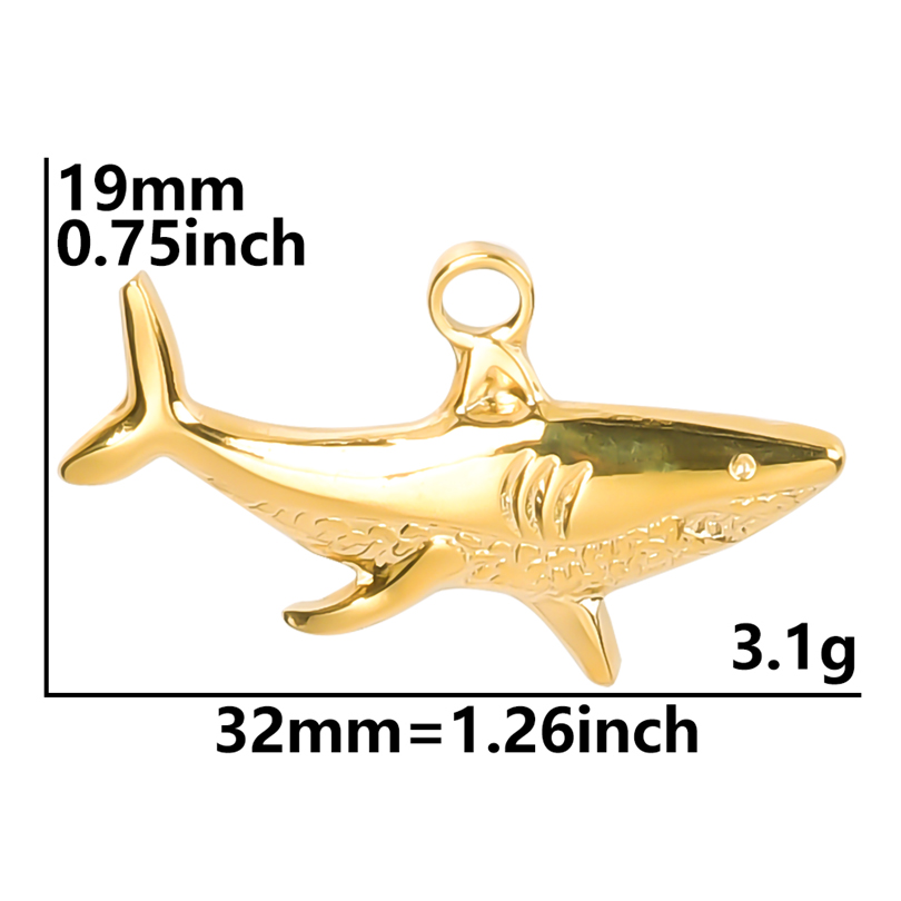 Colgante de acero inoxidable para la fabricación de joyas, dijes de animales marinos, concha, estrella de mar, Tortuga, tiburón, mariposa, Color dorado, 5 unidades por lote: Pistola negra plateada