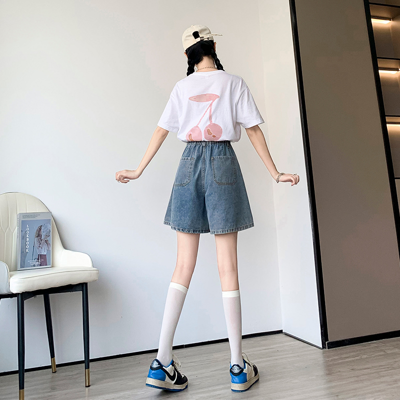 Casual streetwear sommar denimshorts kvinnor halvlånga lösa vida ben bermuda feminina 5xl 6xl stora jeans korta femmebyxor