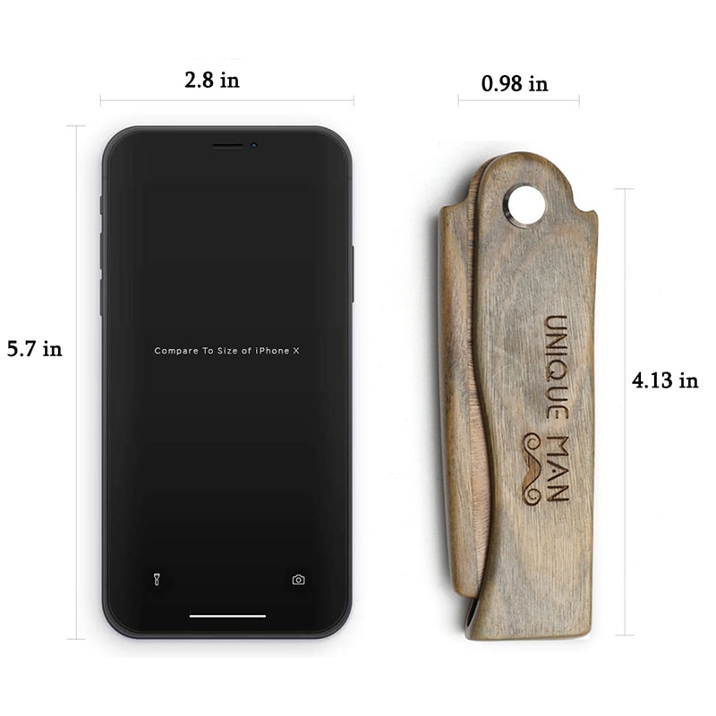 para barba peine hombre cepillo pelo Peine de madera Natural de sándalo para barba, bolsa plegable, cepillo de pelo, barba y bigote, para hombres