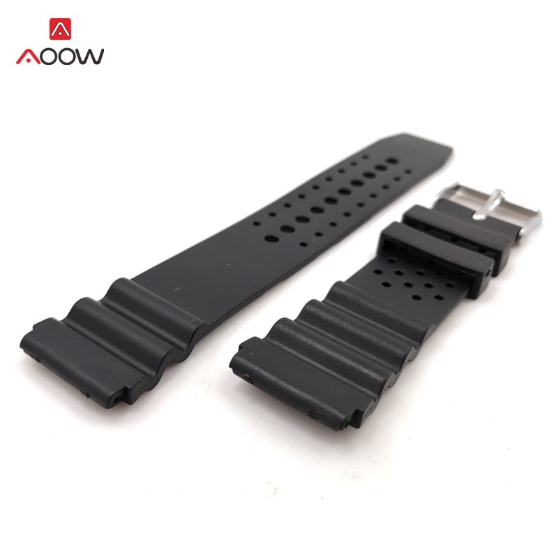 AOOW Generic Watchband Silicone Rubber Watch Strap Bands Waterproof Sport Straps 18mm 20mm 22mm Watches Belt
