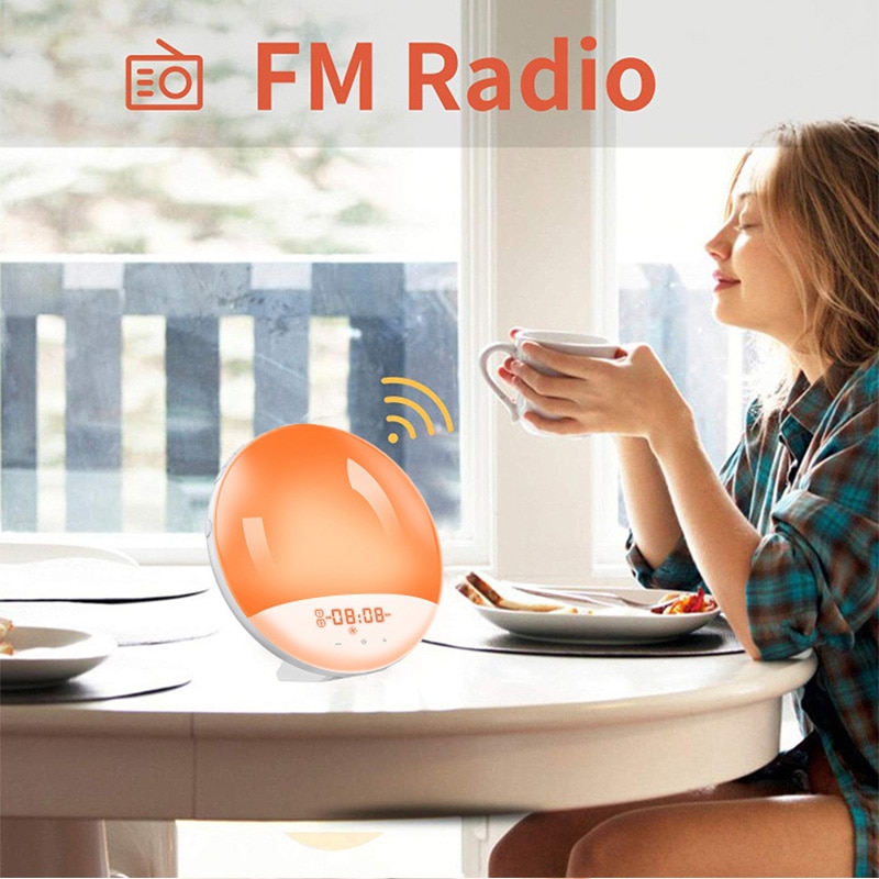 Wifi Smart Wake Up Light Digitale Wekker 7 Kleuren Zonsopgang/Zonsondergang Werkt Met Alexa Google Home Tuya App afstandsbediening