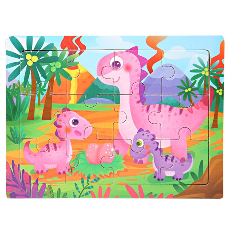 15*11cm 12pcs Wood Puzzle Kids Educational Toys Cartoon Animal/Traffic 3dD Wooden Puzzle Jigsaw Toys For Children