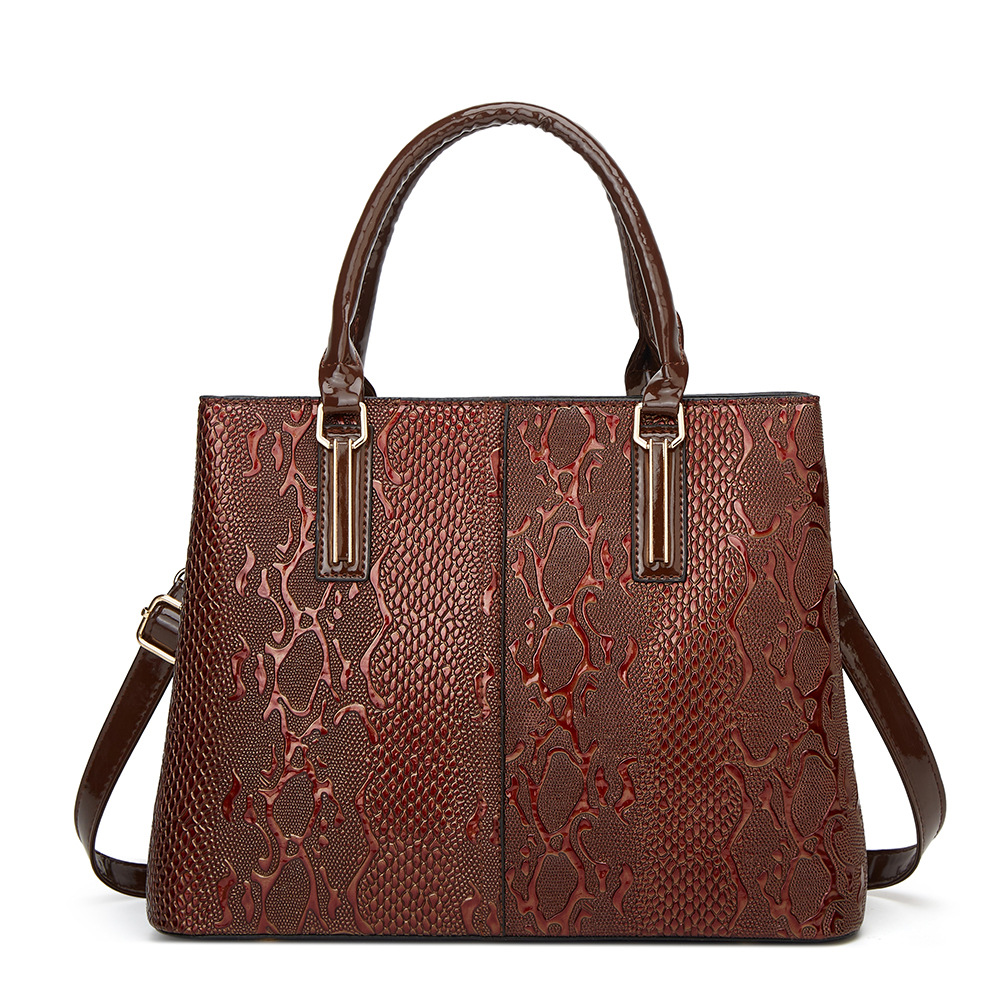 Modetrend Handtas Met Krokodillenprint En Handtassen Voor Dames Met Grote Capaciteit: Bruin