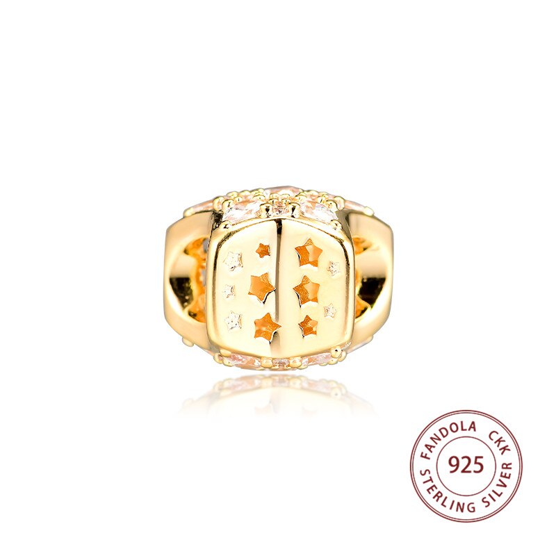 Invierno 925 Plata de Ley brillo estrella abalorios se adapta a la Pulsera Original Argent Charm plata 925 joyería kraien