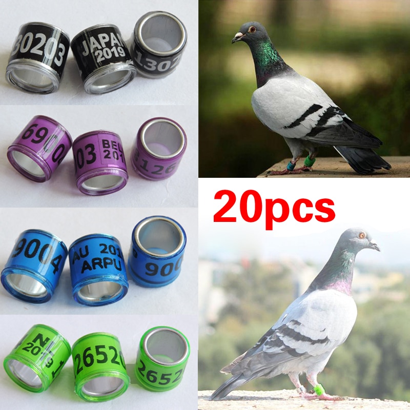 20PCS Bird Parrot Racing Pigeon Leg Foot Rings Digital Bird Foot Ring Supplies Accessories Durable Bird Training Tools