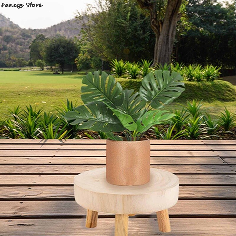 Mini Houten Kruk Display Stand Ronde Bloem Plank Bonsai Rack Tuin Plant Pot Riser Houder Retro Plant Stand Houtnerf patio