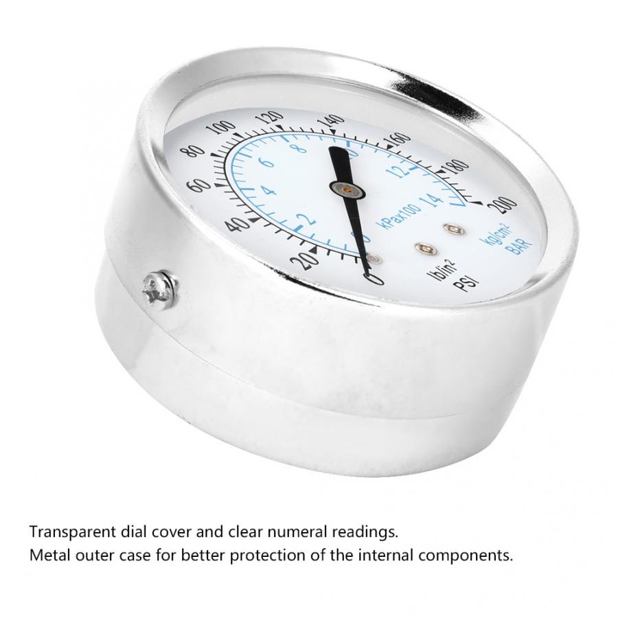 0-200psi Dual Scale Pressure Gauge 1/8NPT Back Connection Pressure Gauge