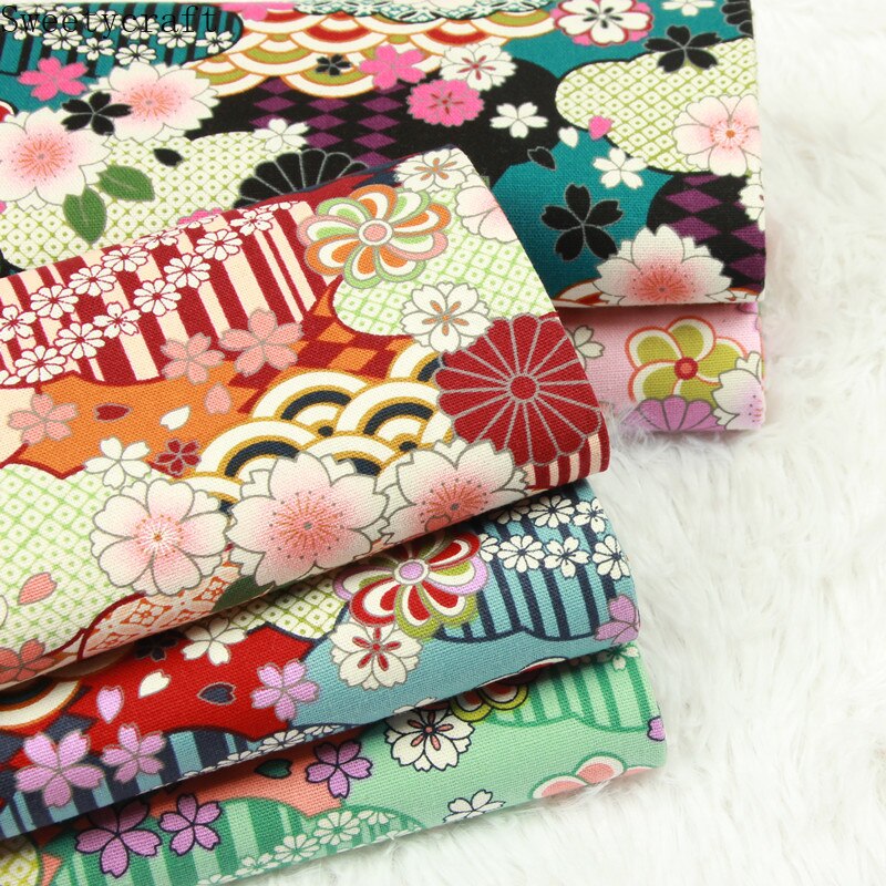 Tela de algodón 100% de 110x45cm de grosor, tejido con estampado de flores para manualidades, costura hecha a mano, retales, costura, decoración para ropa