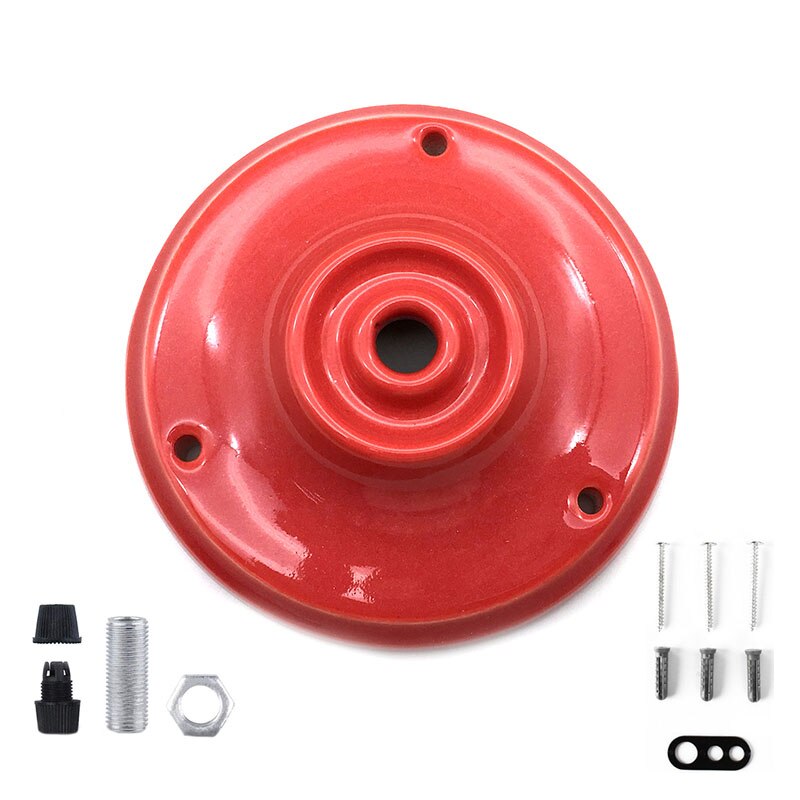 Ceramic Ceiling Pan Pendant Lamp Disc Ceiling Fixed Lamp Base Table Lamp Round Seat Lighting Accessories: Red