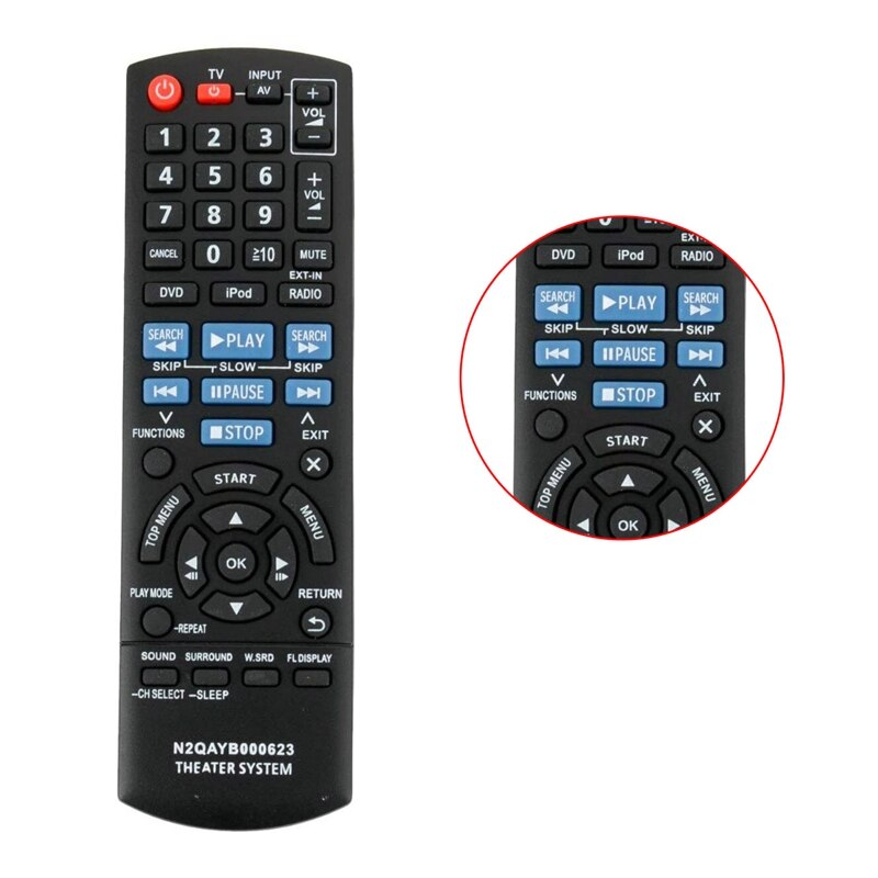 Replacement Remote Control for Panasonic Home Theater N2QAYB000623 SC-PT760 SA-PT940 Fernbedienung