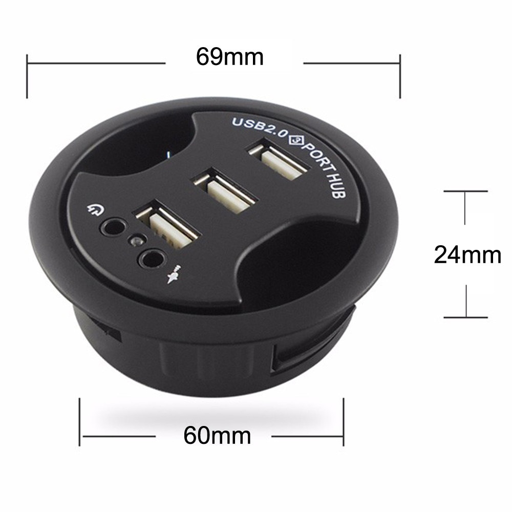 CARPRIE Usb Hub 2.0 Multi Usb 2.0 Hub Usb Splitter Mount In Desk 3-Port External Stereo Sound Adapter Combo Usb Hub 3 Port #4 2