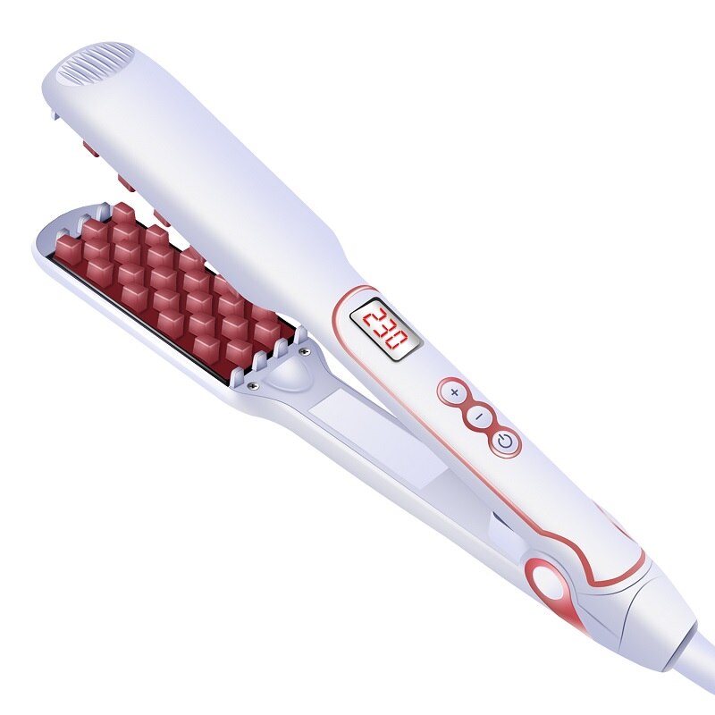 Plancha de pelo voluminizadora plancha rizadora de cerámica rizadora brillante sedoso 2 en 1 plancha alisadora y rizadora plana.: white / UK