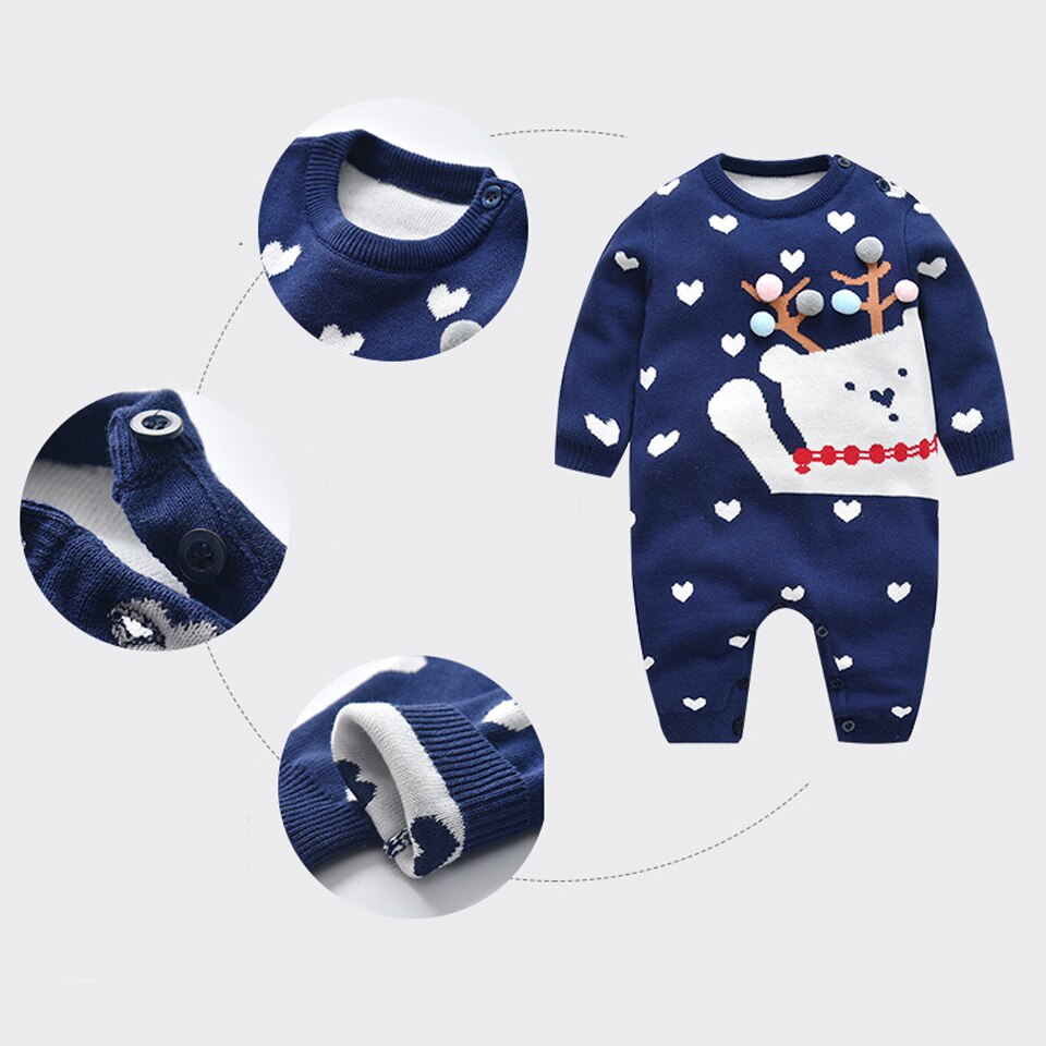 Cute Baby Girls Christmas Sweater Winter Boys Sweaters Kids Clothes Cartoon Deer Embroidery Christmas Children Girls Knit Tops