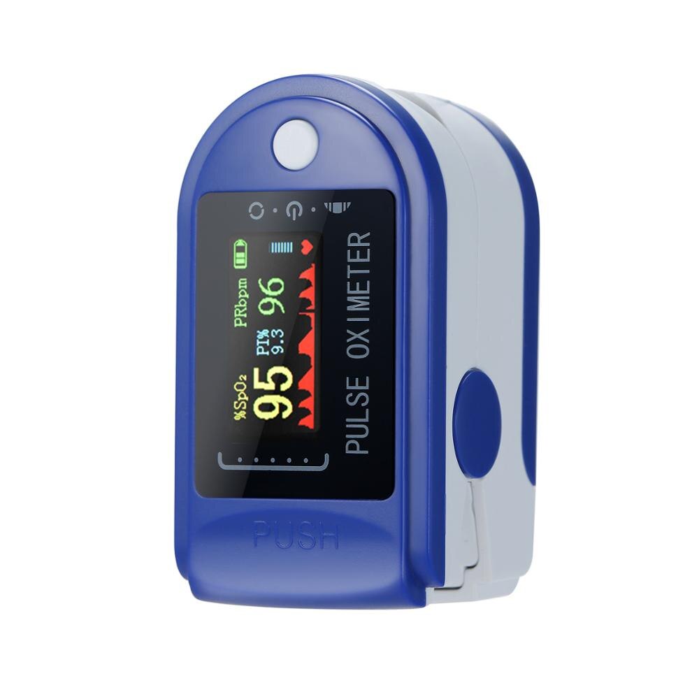 Bærbar blod oxygen monitor finger puls oximeter iltmætning monitor hurtigt inden for 24 timer (uden batteri): Blå