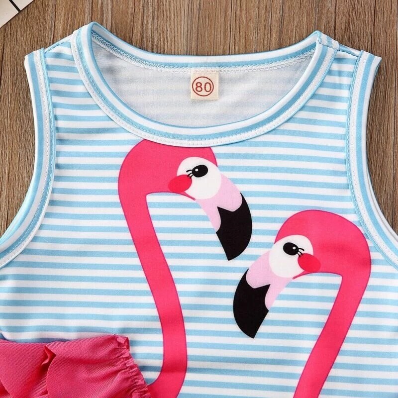 0-4 years Flamingo Kid Baby Girl Bikini Swimwear Bodysuit Sleeveless Print Animal Bathing Suit Swimsuit Beach