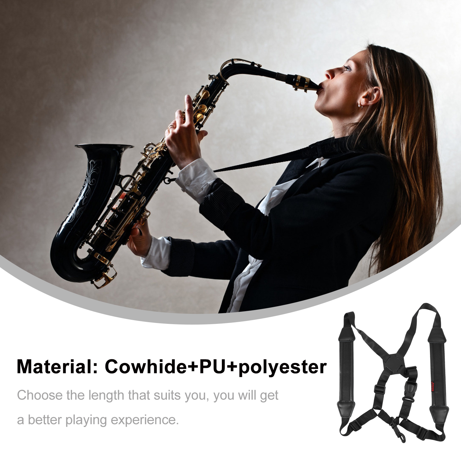 Comfortabele verstelbare universele saxofoonriem polyester afneembare bretels Onderdelen voor muziekinstrumenten