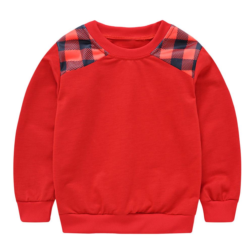 Ragazzi Camicette Camicetta Delle Ragazze Dei Bambini Del Manicotto Lungo Rotondo Classico Plaid Decoratio Plaid Stampa T-Shirt Блузка 12M-6Y Blusas