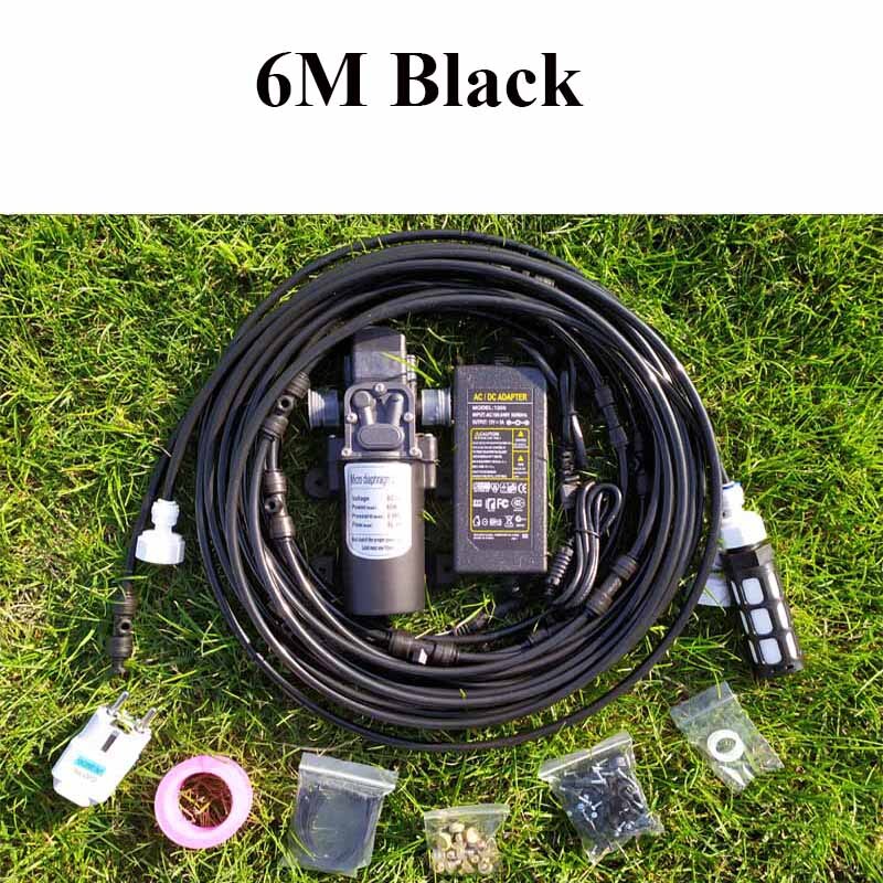 6 metri Pompa Elettrica A Membrana con Ugelli in Ottone acqua nebbia spray Sistema di Nebulizzazione di Acqua Automatico Pompa Spruzzatore per il Giardino