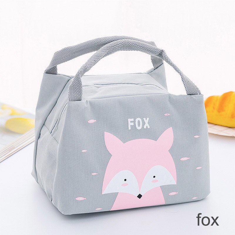 Fiambrera con dibujos de animales para mujer y niño, bolsa térmica para alimentos, fiambrera con aislamiento, 21x17x15cm: fox