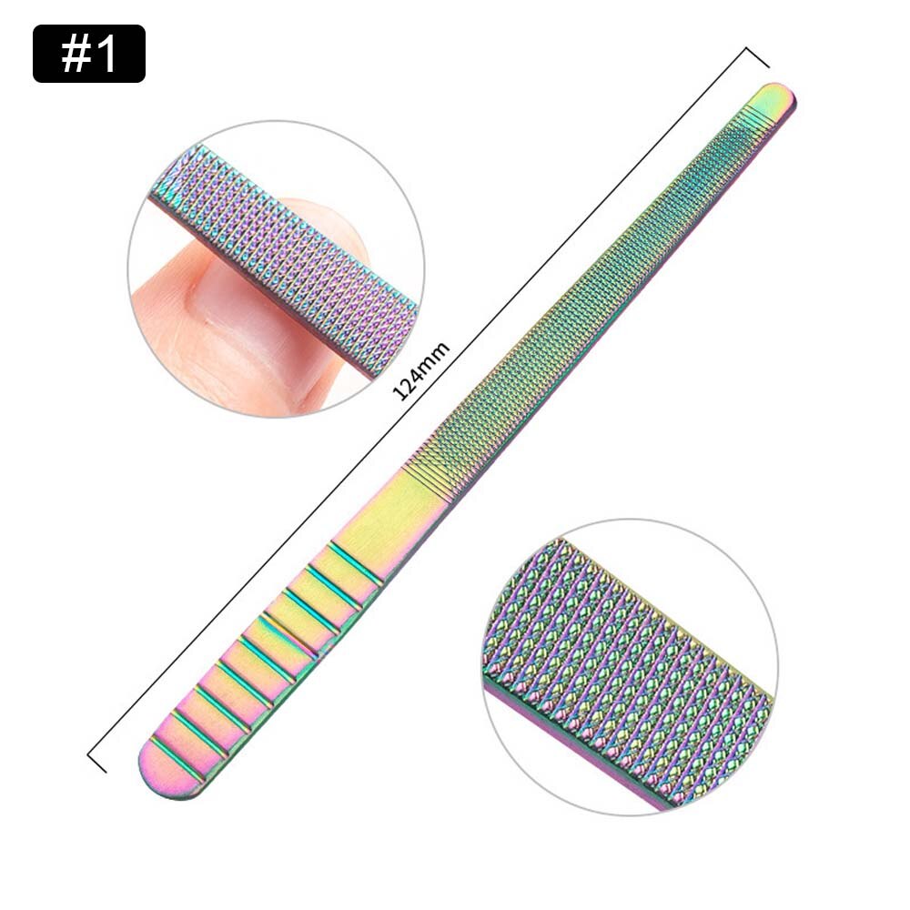 1pcs Rainbow Nail Cuticle Pushers Tweezers Nipper Clipper Scissor Dual-end Dead Skin Remover Manicure Pedicure Nail Art Tool: Pattern 1