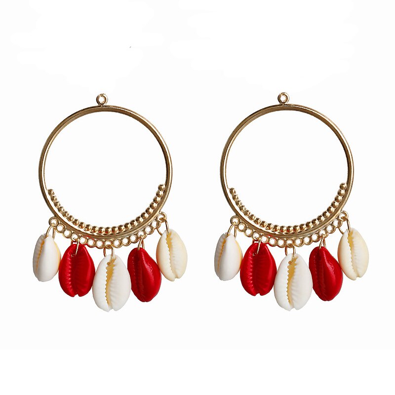 Nuevos colgantes de concha de 50 Uds. Para pendientes o collares DIYSeaside Estilo de vacaciones, accesorios de joyería LX57: Red