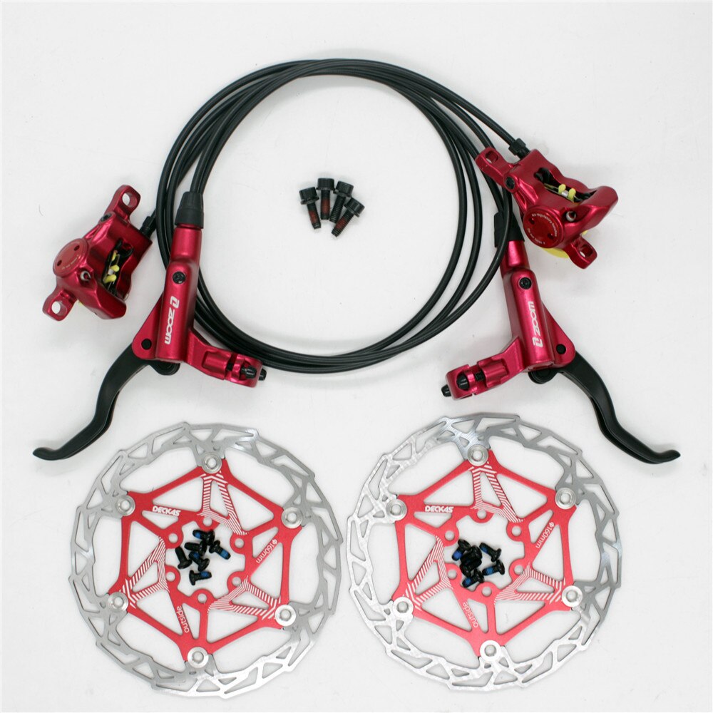 Zoom hb -875 cykelbroms mtb hydraulisk skivbroms med  hs1 rotor bättre än  m395 mt200 vänster fram höger bak: Hb875 röda deckasred