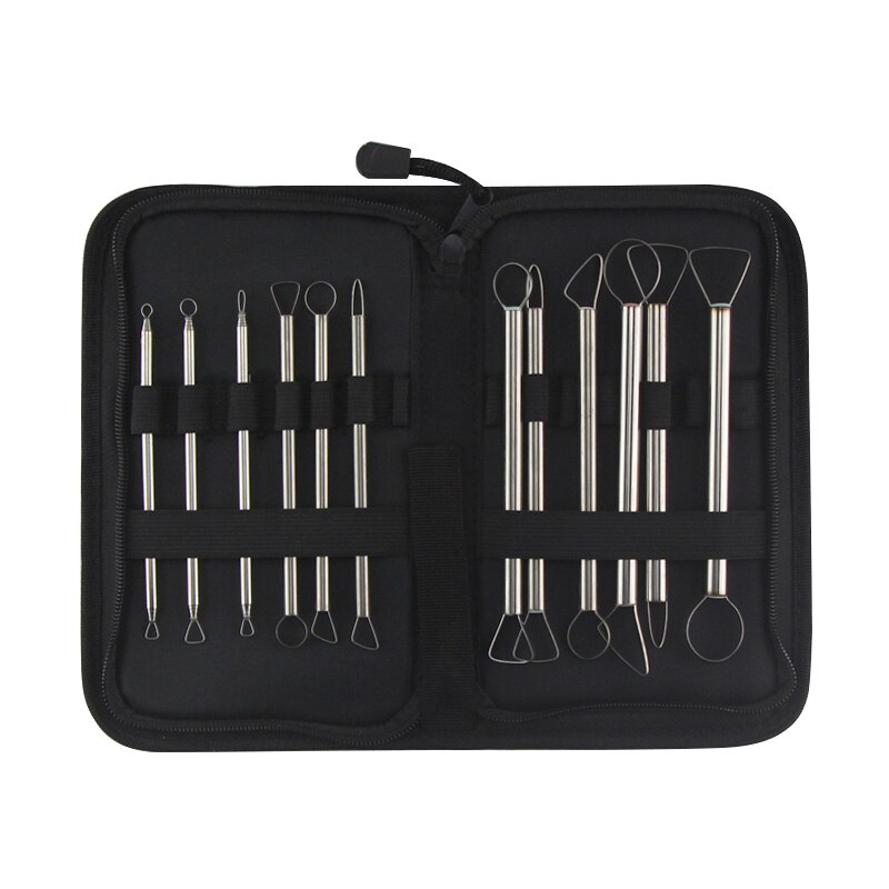 Espátula para arcilla, cerámica, acero inoxidable, cerámica, arcilla, escultura hecha a mano, herramienta de dibujo de losa: 12pcs with bag