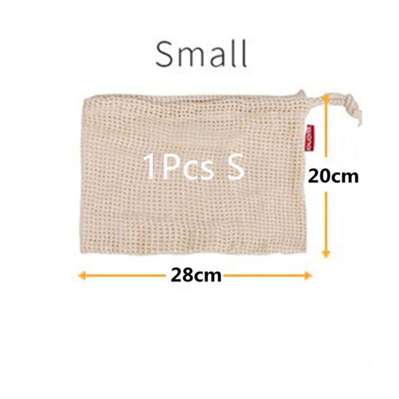 bolsas ecologicas reutilizables Bolsa reutilizable de malla de algodón para frutas vegetales bolsa de almacenamiento lavable de cocina bolsas reutilizables verduras y fruta: 1small