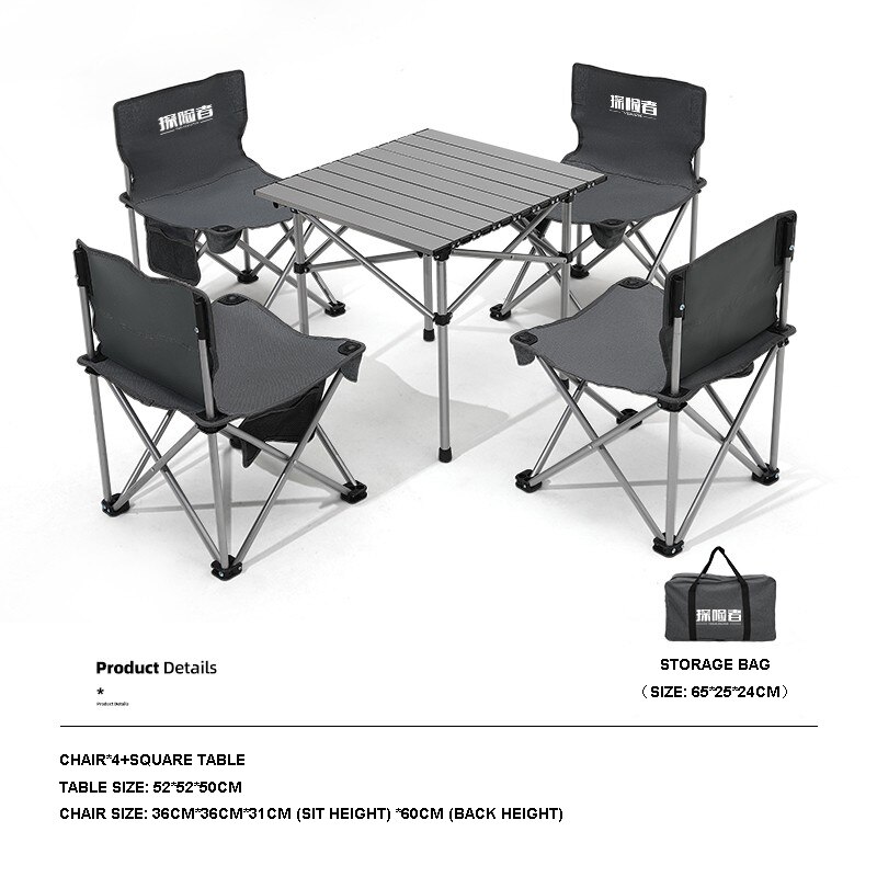 Outdoor Folding Camping Chairs and Table Set with Carrying Bag-Black main image 0