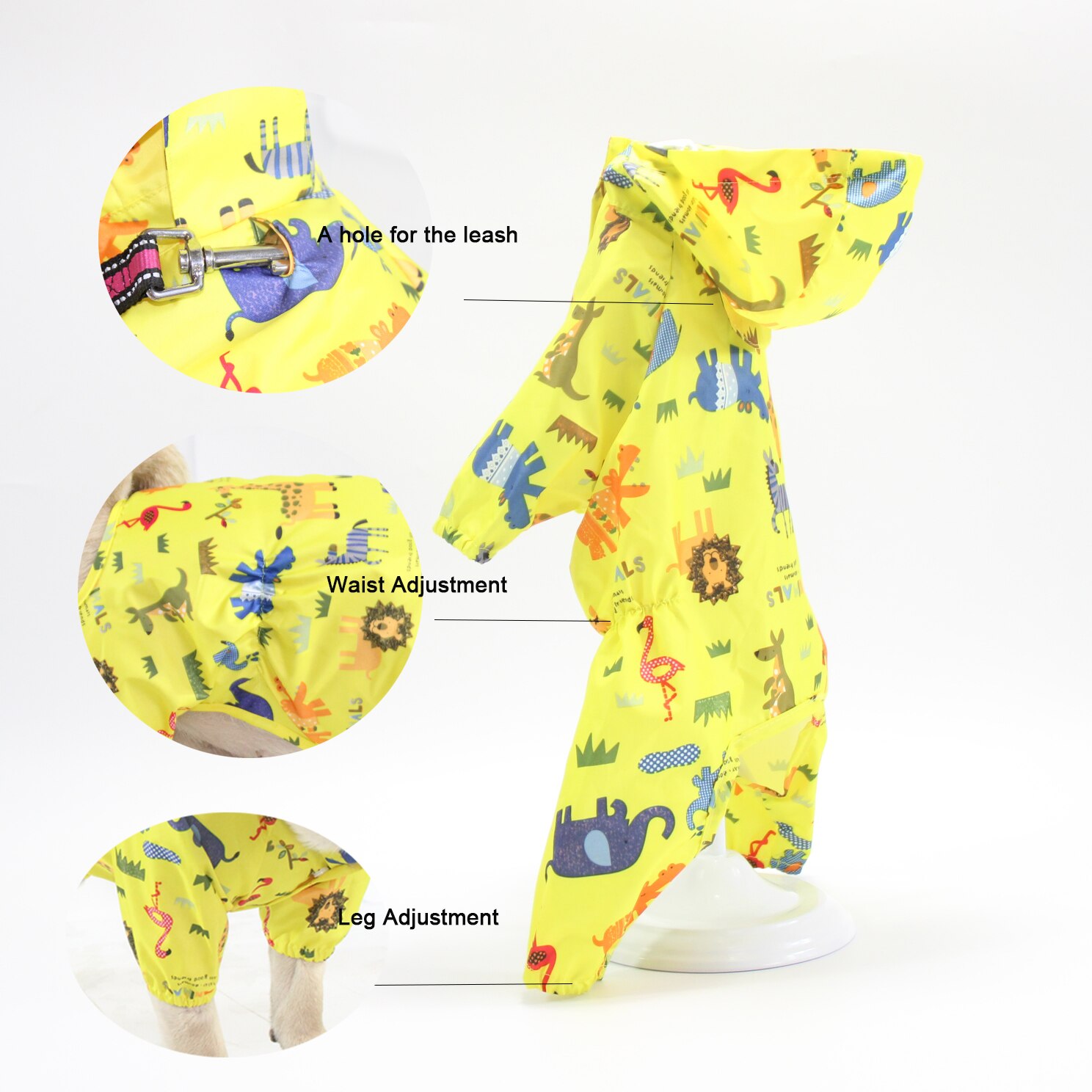 Chubasquero con estampado de cuatro patas para perro, impermeable, suministros para perro, ropa para mascotas