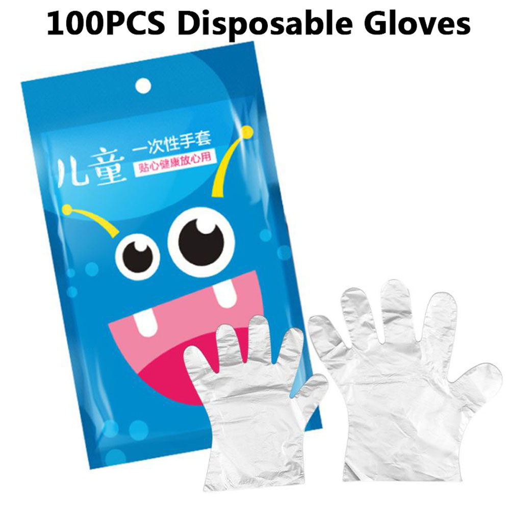 Bolsa de 100 guantes desechables multifuncionales, guantes desechables transparentes para lavar platos, cocina de jardín para niños