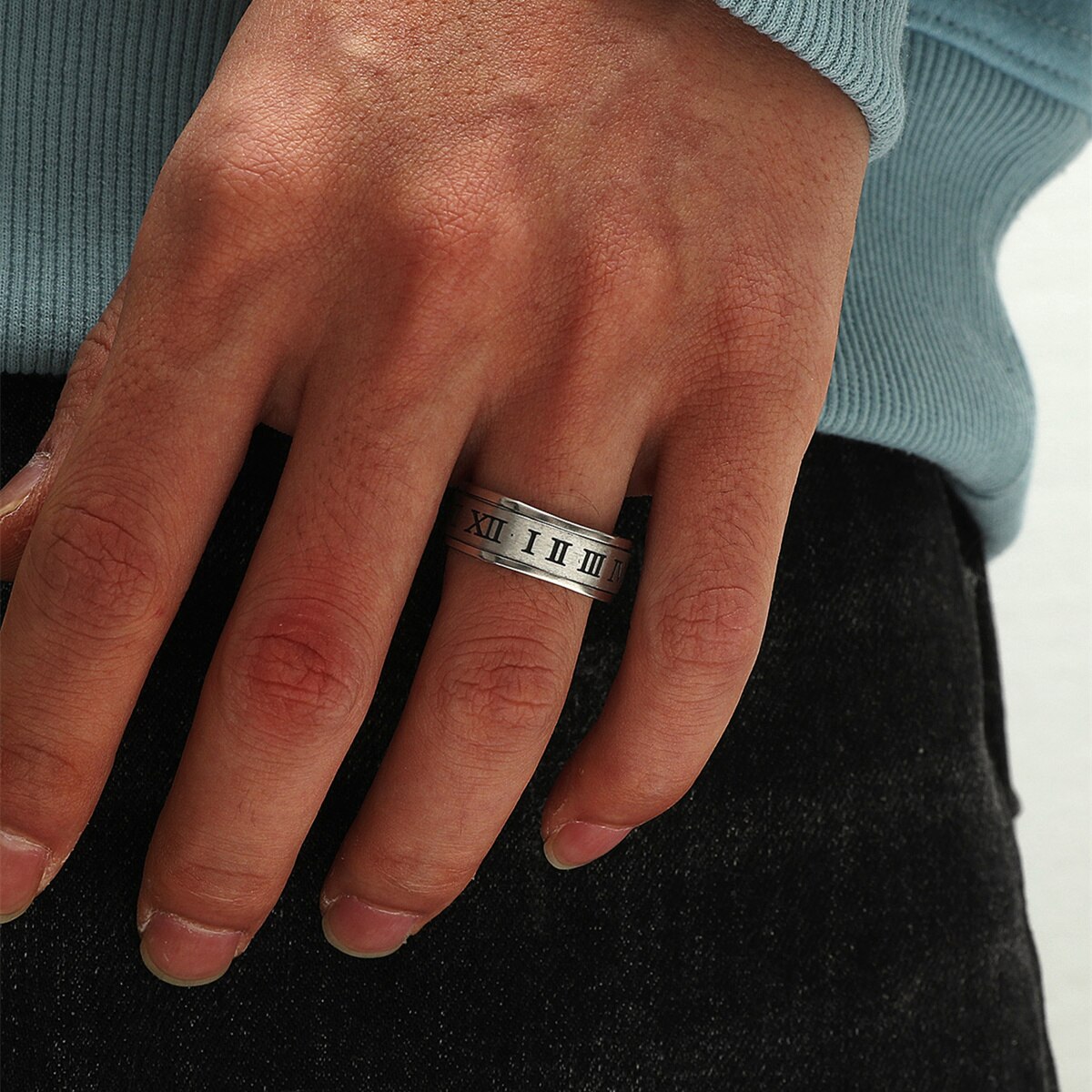 MOREDEAR – bague pivotante à chiffres romains pour hommes, 8mm, à la