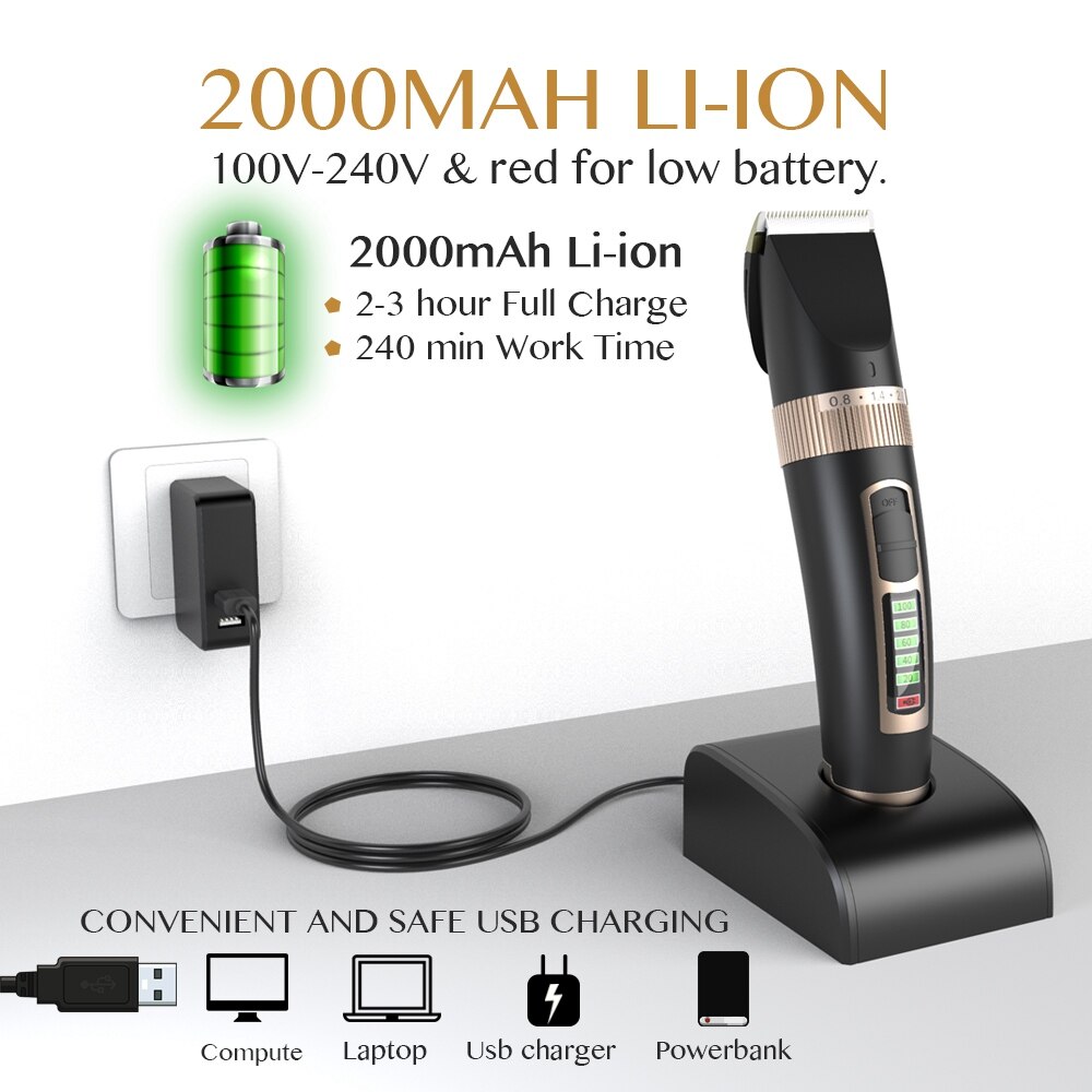 Professionele Tondeuse Elektrische Tondeuse Voor Mannen Kinderen En Baarden Haar Scheren Kapsel Snijden Oplaadbare Machine