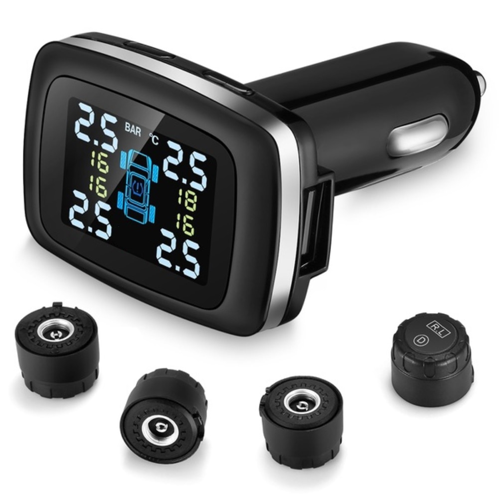 Vehicle tire pressure detector Digital display TPMS LCD Wireless Car Tire Pressure Monitoring System with External Sensor Kit: Default Title