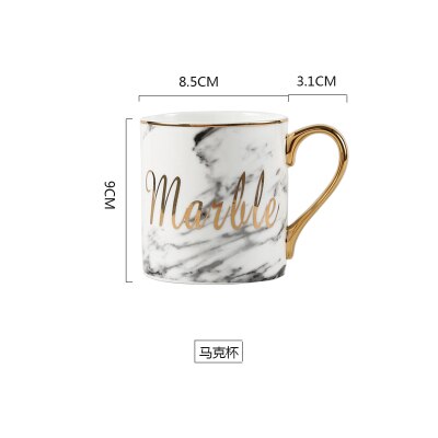 Best plate Porcelain Tableware Gold European Style Marble Pattern Luxury Ceramic Dinnerware Set China Melamine: Mug