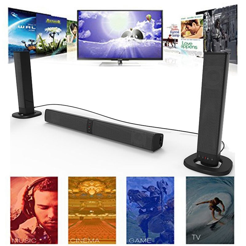 Langaton bluetooth -kaiutin 3d stereo kotiteatterin äänipalkki taitettava jaettu tv -kaiutin subwoofer -tuki tf fm aux u disk column