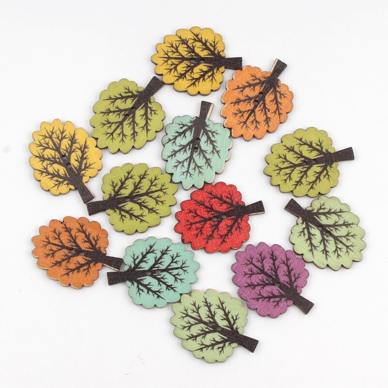 20pcs Mixed Retro Series Wooden Buttons For Clothing Sewing Decorative Needlework Scrapbooking Crafts DIY Accessories: 25x32mm