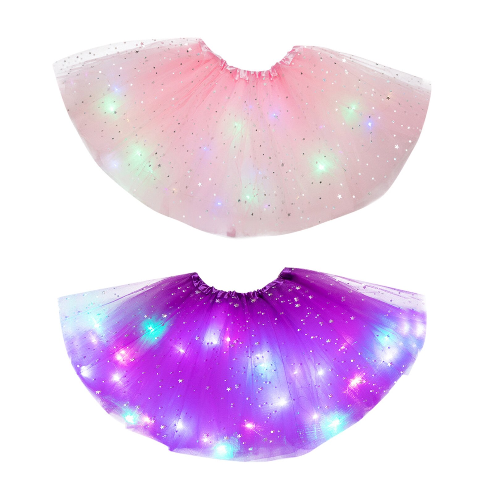 2 Stuks Zomer Jurk Kinderen Meisjes Baby Sequin Tutu Rok Led Light Up Pettiskirt Ballet Kleding Meisje Jurk Baby kleding Set #40: B