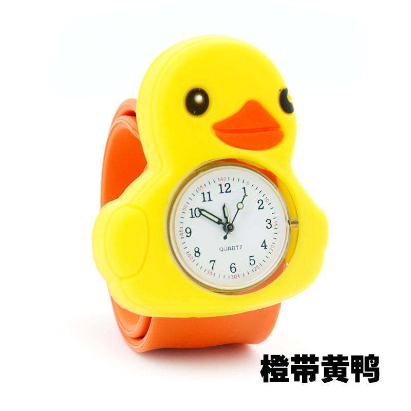 Cartone Animato per bambini Giocattoli Orologio Carino Animale di Frutta Per Bambini Silicone Accarezzò Orologio Della Ragazza del Bambino Giocattolo Preferito Orologio Al Quarzo Regalo Di Compleanno: Orange yellow duck