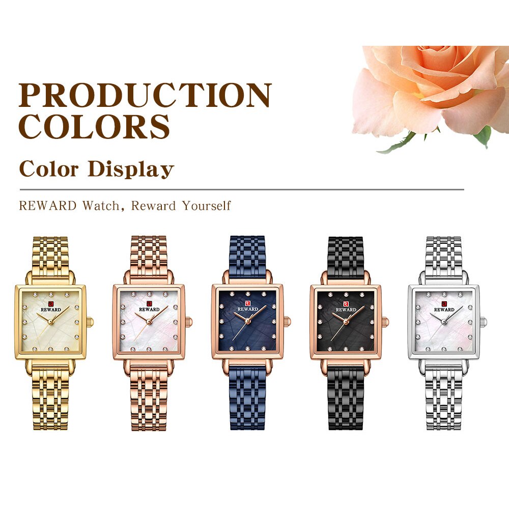 Reloj de cuarzo cuadrado para mujer, pulsera de acero inoxidable de oro rosa Simple, resistente al agua, 2022