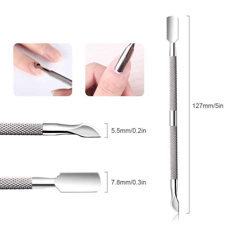 Edelstahl Häutchen Nagel Drücker Nagel Dreieck Häutchen Pusher Schäler Nagellack Häutchen Entferner Werkzeuge für Fingernagel: 03