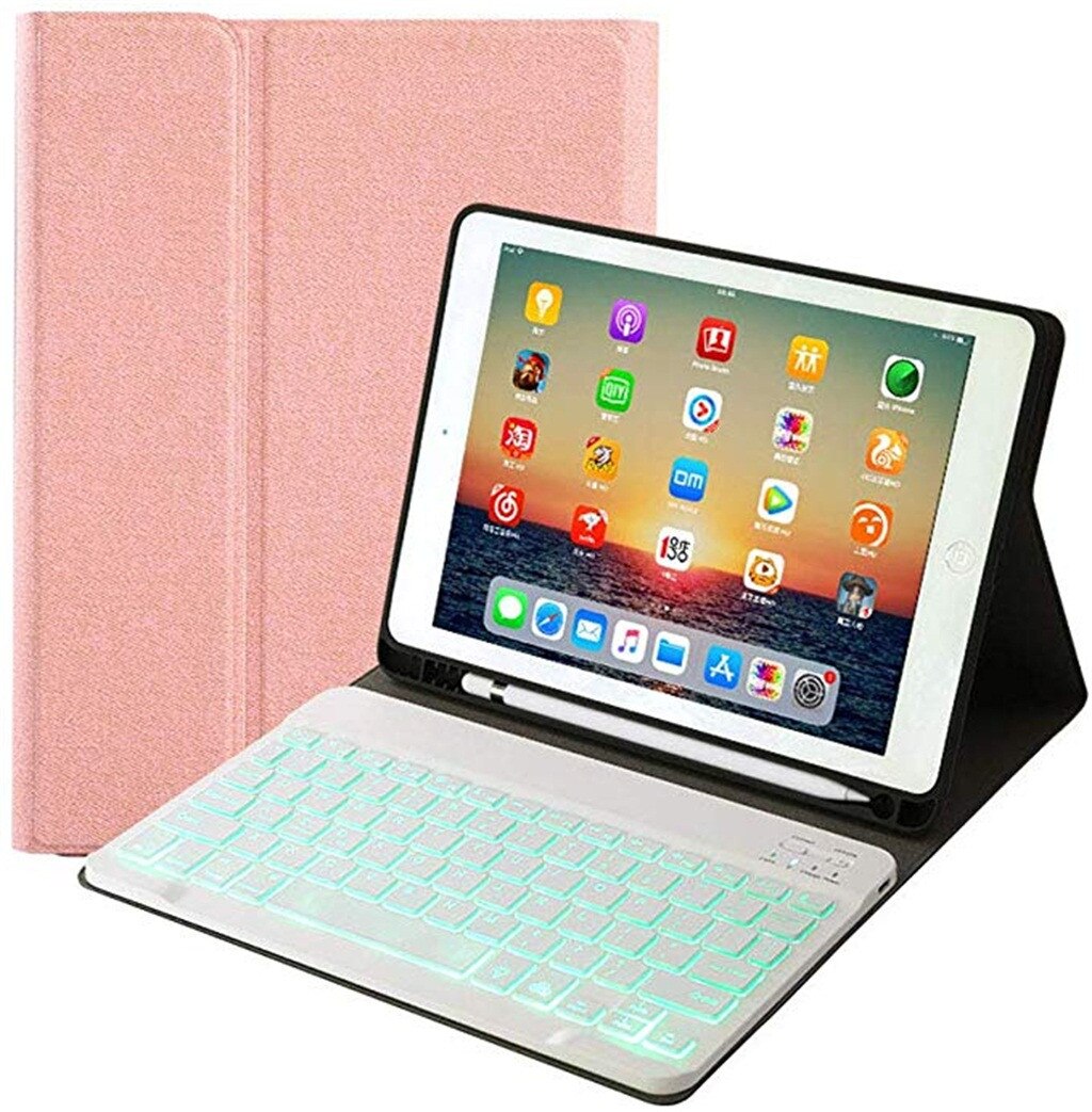 For Apple iPad 7th Gen 10.2" Detachable Bluetooth Keyboard Case Cover Stand/Removable Backlit Bluetooth Keyboard Cover