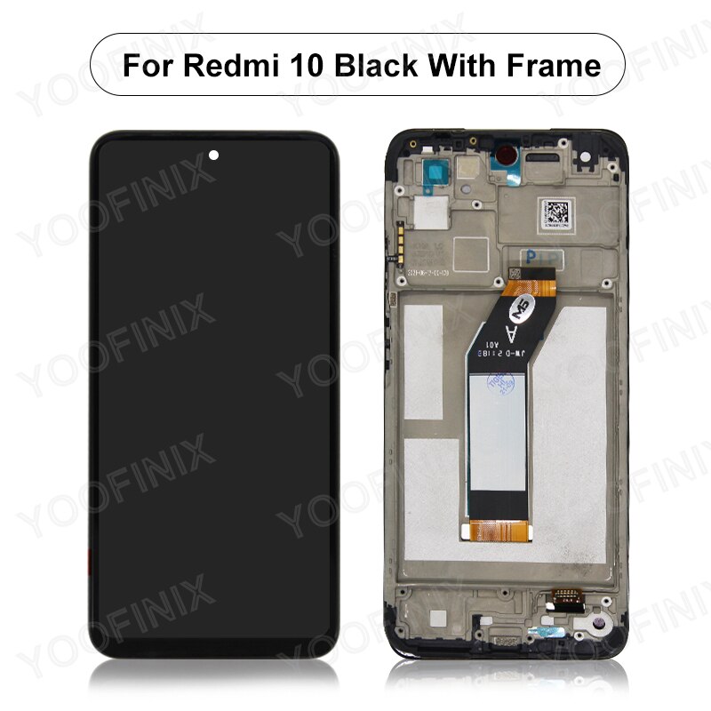 6.5 "Originele Voor Xiaomi Redmi 10 Lcd-scherm 21061119AG Touch Screen Voor Redmi 21061119DG Lcd Digitizer Vervangende Onderdelen: Black With Frame