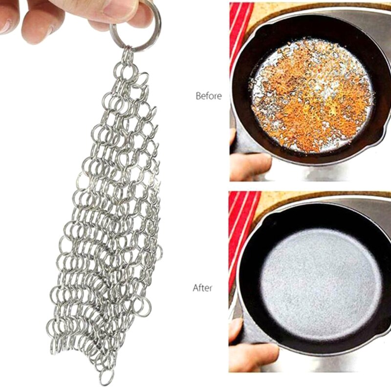 UEJ – filet en maille d'acier inoxydable, brosse de grattoir pour poêles de cuisine