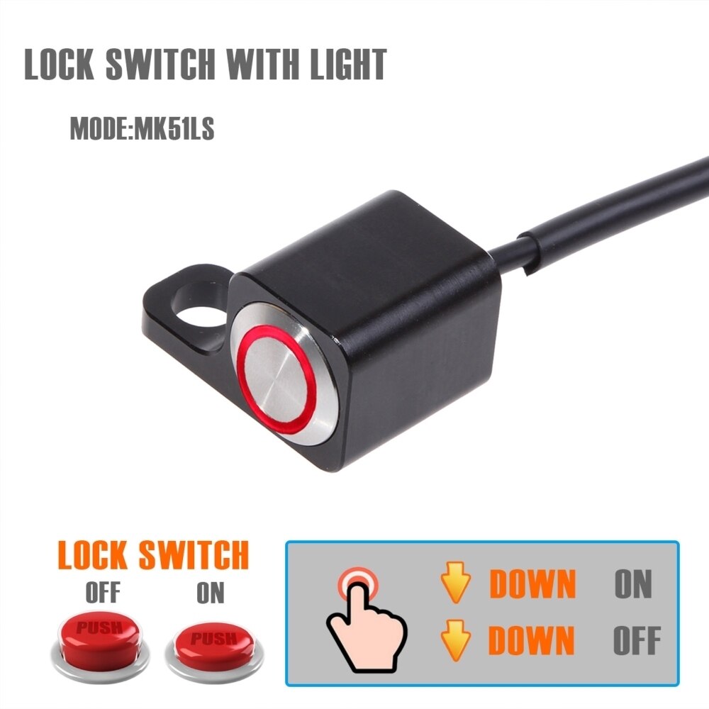 1pcs BOSMAA Motorcycle Rear View Mirror Bracket Handlebar Switches Headlight Fog For Sport Dirt Electric Bike Interrupteur Moto: MK51LS Lock with LED