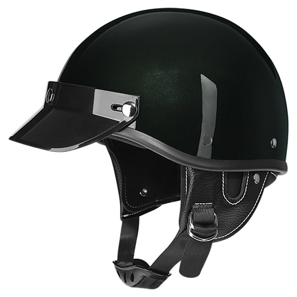 Korea Japan Vintage Motorcycle Half Open Face Helmet Retro Motorbike Scooter Biker Riding Cruiser Capacetes Para Moto DOT: Bright Black / M