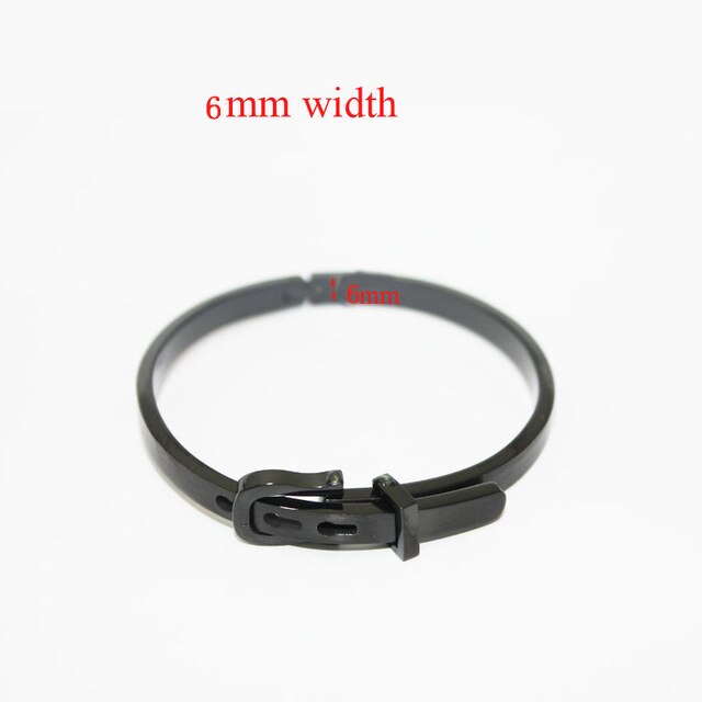 Riem Gesp Armband Femme 4 Kleuren Rvs Punk Verstelbare Manchet Armbanden Bangles Lady Sieraden: 6 mm black